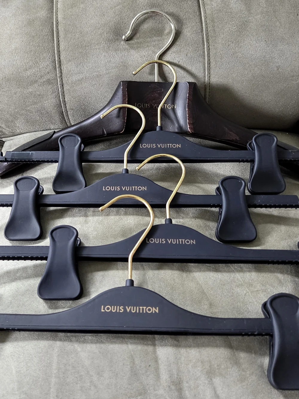 Louis Vuitton Black Hangers with Gold Hooks - Set of 5